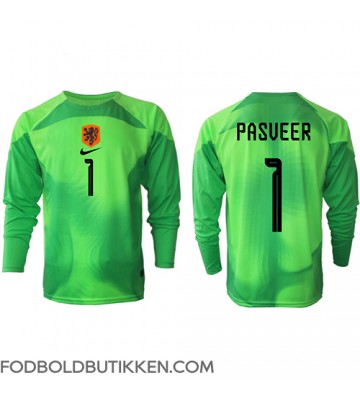 Holland Remko Pasveer #1 Målmand Hjemmebanetrøje VM 2022 Langærmet